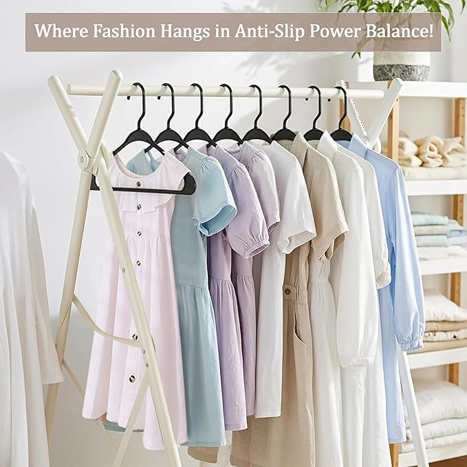 Utopia Home Plastic Hangers 100 Pack - Perfect Space Saving Clothes Hanger - Durable and Strong - Perfect Closet Organizers with Shoulder Grooves (Black)