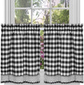 Sweet Home Collection Kitchen Window Curtain Panel Treatment, 36" Tier, Black/White
