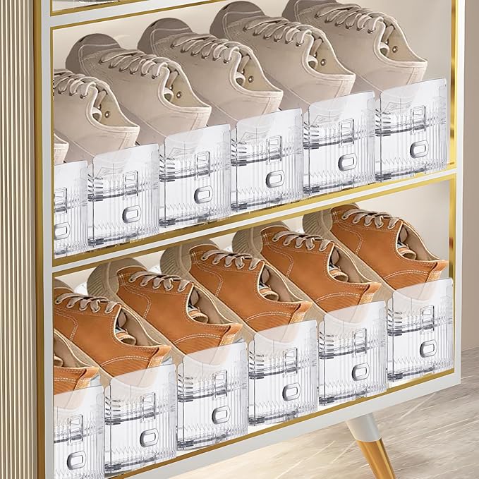 Shoe Slots Organizer for Closet,6 Pack Shoe Stacker Shoe Rack Organizer for Closet Space Saver Storage Shoe Holder Organization(Transparent)