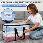TAILI Extra Large Moving Bags, 2 Pack Clear Heavy Duty Totes For Storage with Visible Window, Wrap Around Handles, Storage Bags for Space Saving, Alternative to Moving Boxes