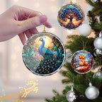 Peacock Stained Glass Ornament - Christmas Tree Decoration, Peacock Ornaments for Exchange