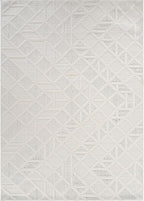 Modern Micro Loop Indoor Area Rugs for Living Room Bedroom Kitchen Geometric Square White 9x12 Luxury Durable Low and High Pile Non-Shedding Stain Resistant Soft Area Carpet 9 x 12