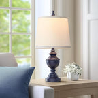 PARTPHONER Retro Table Lamps Set of 2, Bedside Lamp for Bedroom Rustic Farmhouse Table Lamps for Living Room, Vintage Nightstand Lamps with White Shades, Blue