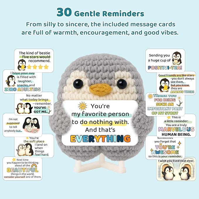 Crimmy Friendship Gift for Women, Sisters, Best Friend, Positive Crochet Doll with 30 Cute and Uplifting Messages, Funny Christmas, Birthday Gift Idea for Bestie, Coworkers, BFF