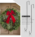 Hotop 15 Inch 4 Pcs Wreath Hangers for Front Door Steel Metal Wreath Doors Hanger Over The Door Hanger Hook Indoor or Outdoor for Christmas Halloween Front Decorations Welcome Sign(Black)