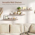 RALGEND Floating Shelves for Wall, 31.5" Long Wall Shelf Set of 3 with Invisible Brackets, 7.9" Width Hanging Book Shelves Farmhouse Home Decor for Bathroom, Living Room, Bedroom, Greige 8301BJP3BG
