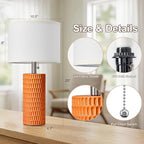 Reaketon Table Lamps for Living Room Set of 2, Ceramic Table Lamps for Bedroom, 20" Modern Lamps for Night Stands, Orange