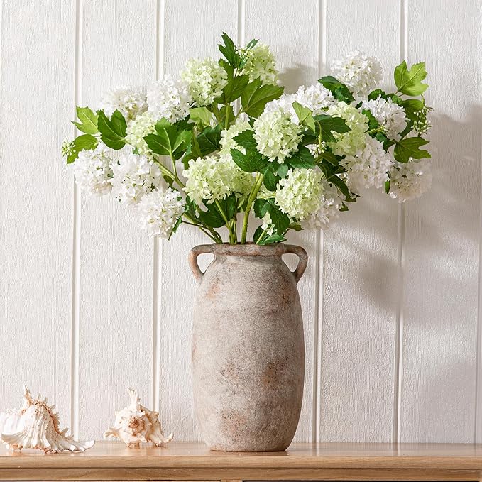 Ceramic Flower Vase 12 inch Farmhouse Rustic Vase Decorative Pottery Terracotta Tall Vases for Home Decor Table Mantle Fireplace Living Room Bathroom Wedding Centerpiece (Large-Terracota)