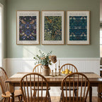 Large Framed Vintage William Morris Wall Art for Living Room, 3 Pieces Strawberry Thief Canvas Artwork for Walls, Retro Classic Floral Illustrations Paintings Pictures for Bedroom, Dining Room, Hallway, Office Wall Decor, Total Size 30x60 in