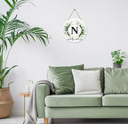 Monogram Letter N Wreaths for Front Door Wreath Wooden Welcome Sign for Front Door Decor Floral Family Last Name Initial House Warming Spring Summer Porch Rustic Wall Home Kitchen Boho Decorations