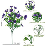 Artificial Faux Flowers Plants for Outdoors Outside Spring Summer Decoration,12 Bundles Realistic Fake Flowers Plant Greenery Silk Daisy UV Resistant Planters Porch Patio Garden Home (Double Purple)