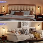 Industrial Touch Table Lamps for Bedrooms Set of 2 - 3-Way Dimmable Lamps with USB C+A Ports and Outlet, Black Bedside Lamps with Seeded Clear Glass Shade for Living Room, Desk Lamps for Home Office