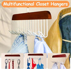 2Pcs Anti Slip Multi Hook Coat Racks,Bra Hangers for Closet Organizer with 8 Hooks 360 °Swivel Belt Hanger for Closet for Belt, Tie, Tank Top, Bra, Scarf (Brown)