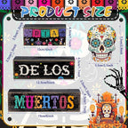 Lineshading 4 Pcs Day of The Dead Table Decorations Day of The Dead Centerpiece for Table Dia De Los Muertos Tiered Tray Decor Wood Sugar Skull Block Signs for Halloween Party Home Shelf Decoration