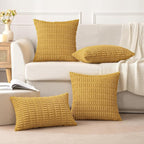MIULEE Pack of 2 Corduroy Decorative Throw Pillow Covers 20x20 Inch Soft Boho Striped Pillow Covers Modern Farmhouse Home Decor for Summer Sofa Living Room Couch Bed Yellow