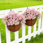 16 Bundles Artificial Flowers for Outdoor Realistic Faux Flower Spring Summer Garden Home Decoration, Hanging Daisy with Eucalyptus Leaves Fake Plants Greenery Balcony Porch Patio Front Door Decor