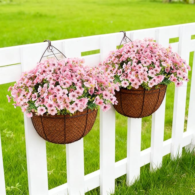 24 Bundles Artificial Flowers for Outdoor Realistic Faux Flower Spring Summer Garden Home Decoration, Hanging Daisy with Eucalyptus Leaves Fake Plants Greenery Balcony Porch Patio Front Door Decor