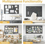 Large Cork Board for Wall 48" x 60" Black Bulletin Board with Safe Removable Adhesive Squares for Pictures Photos, Alternative CorkBoard Felt Pin Boards Tiles for Office Classroom Wall Decor - 20 Pack