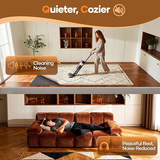 Veken Non Slip Cushioned Rug Pad Gripper 9 x 12 Ft, Felt and Silicone Backing, 1/8 inch Thick Carpet Liner for Hardwood Floors and Finishes, Under Area Rugs Anti Skid Mat, Keep Rugs Safe and in Place