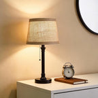 Oneach 19.5" Small Table Lamp for Bedroom - Bedside Lamps for Nightstand, Black Table Lamp for Living Room with Fabric Shade, Desk Reading Lamp for Kids Room Living Room Office Dorm