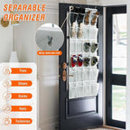 Over the Door 24 Pocket Hanging Shoe Organizer, Space Saving Hanging Storage Holder, Gray, (56" X 22.5")