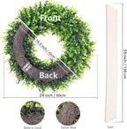 24-26'' Large Boxwood Wreath for Front Door, Porch, Window - Foldable Greenery Boxwood Wreaths for Farmhouse Wedding Indoor Outdoor Decor - Spring, Summer, Fall, All Seasons (with Sash)