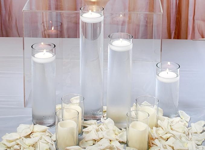 WGVI Quality Thick Weighted Clear Cylinder Glass Vases, 3" W x 16" H, Skinny Bud Tall Vase Floral Bouquet Flower Arrangements Wedding Centerpieces Container Candle Holders Home Decor, 1 Piece