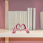 Lynagert Small Heart Hands Sculpture Decor for Living Room Bedroom Bookshelf Coffe Table, Love Finger Statue Modern Aesthetic Home Decor, Unique Gift for Wedding Christmas Birthday (Shiny Pink)