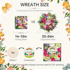 Spring Wreaths for Front Door- 24Inch Summer Wreaths with DIY Wooden Home Sign, Artificial Hydrangea, Peony, Tulip & Gerbera Flowers, Spring and Summer Door Wreaths for Indoor Outdoor Decor