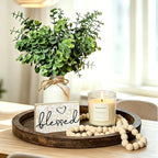 Rustic Modern Farmhouse Decor Set of 6 for Your Living Room, Kitchen Counter, Home or Table Centerpieces Room Decor, Wood Round Decorative Tray Gifts for Women Men