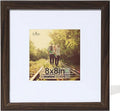 KTKDE 8x8 Picture Frame Real Glass, Display Pictures 4x4 with Mat or 8x8 Without Mat, Modern Style Wood Composite Frame,Gallery Wall Walnut Frame & Table Top Display，best gift