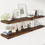 Vivelove 12" Deep Floating Shelves for Wall 55" Long, Wall Shelves for Living Room Bedroom Bathroom Kitchen Laundry Room, Farmhouse Rustic Shelves for Home Decor, 55" X 12" X 2" Set Of 2, Rustic Brown