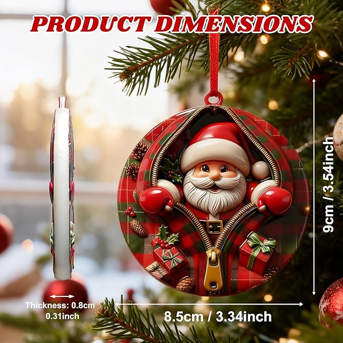 3D Santa Ornaments for Christmas Tree,Christmas Tree Fun Santa Decorations, Resin Funny Holiday Decoration, Christmas Ornaments Hanging Decoration Gift