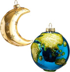 Joiedomi Hanging Ornament for Christmas Tree Decoration, Earth & Moon Blown Glass Ornaments for Xmas Gift Holiday Party Favor Decoration