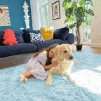 OLANLY 6x9 Machine Washable Large Area Rugs for Living Room, Bedroom, Soft Fluffy Shaggy Bedside Rug, Indoor Floor Carpet for Kids Girls and Boys, Dorms, Nursery, Home Decor Aesthetic, Light Blue
