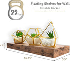 Sorbus Floating Shelves for Wall – 16 Inch Floating Shelf for Kitchen, Bedroom, Living Room, Bathroom, Home & Wall Decor - Mounted Bathroom Shelves with Invisible Brackets (Mahogany, 2 Pack)
