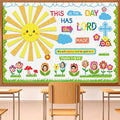 HIQINLUG Religious Christian Classroom Bulletin Board Set with Lord Spring Theme Elements for Sunday School Bible Classroom Wall Decor