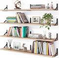YGEOMER Floating Shelves for Wall, 35in Light Carbonized Brown Wall Shelves for Living Room, Bathroom, Bedroom, Kitchen, Home Decor (Set of 4)