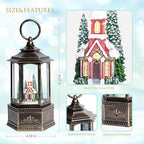 Christmas Snow Globes, 9.37" Church Glitter Water Lantern with Song, 6H Timer Battery & USB Powered Music Box for Christmas Decorations Indoor