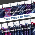 2 Pack Tie Organizer Belt Organizer Wall Mounted, Space Saving Tie Rack Belt Hanger for Closet with 24 Storage Hooks, Belt Tie Holder for Closet Organizer Storage（Black