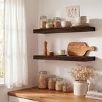 Marsmiles 20 inch Floating Shelves for Wall Solid Elm Wood Shelves|Rustic Wall Shelves with Heavy-Duty Invisible Bracket for Bathroom Living Room Kitchen|Walnut, 2 Pack