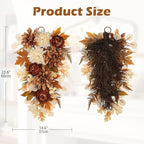 23.6 Inch Fall swags for Front Door Outside Autumn sway with Dahlia, Chrysanthemum, Rose, Berries & Leaves – Fall Door sway for Outdoor sways Indoor Thanksgiving Decor Champagne and Brown
