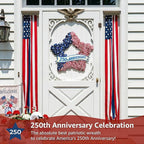 4th of July Wreath Patriotic Decorations for Front Door - 19 inch Memorial Day 250th Anniversary USA Fourth of July Burlap Star Wreath, Red White and Blue Hanging for Independence Day 2026 Decor