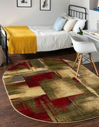 Unique Loom Barista Collection Area Rug - Timor (5' 3" x 8' Oval, Multi/Red)