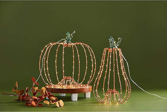 Mud Pie Tall Lit Wire Pumpkin; 13 3/4" x 8" Dia