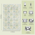 Light Beige Green Area Rug 6x9 - Washable Vintage Living Room Rug for Kids Room, Bedroom, Nursery & Dining Room - Low Pile, Non-Slip & Stain Resistant