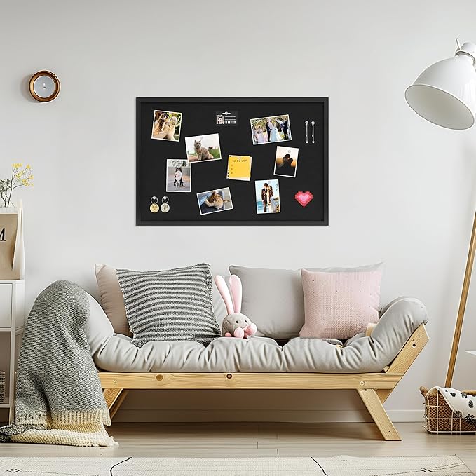 DAHAPYBOO Cork Board with Linen Black 2Pack,Bulletin Board 30"x20", Corkboards for Office Home School Message Board or Vision Board Decoration.