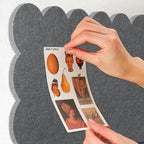 Lightomorrow Scalloped Bulletin Board, 24 x 18 Inches Felt Pin Board - Decorative Cork Alternative for Wall, Foldable Picture Self-Adhesive Vision Prayer Board with 20 Pushpins - Gray