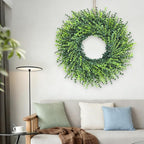 HUZIYAHAN 28In Large Boxwoods Door Wreaths for Front Door Spring Summer Outside All Season Green Year Round Artificial Greenery Wreath for Wall Window Rustic Farmhouse Home Outdoor Indoor Decorations