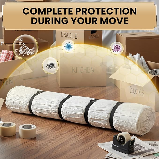 TAILI Mattress Vacuum Storage Bag, Full/Queen Mattress Vacuum Bag with 4 Straps, Sealable Bag for Memory Foam, Latex, Easy Moving, Transport and Storage
